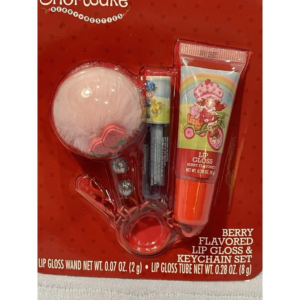 NEW Set Strawberry Shortcake Berry Besties Lip Gloss Keychain‎ Bracelet Beauty
